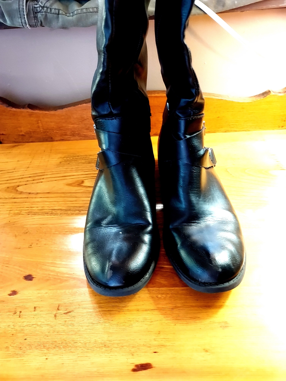 Style & Co. Marliee Sleek Black Mid-Calf Women's Leather Boots Size 7.5M
